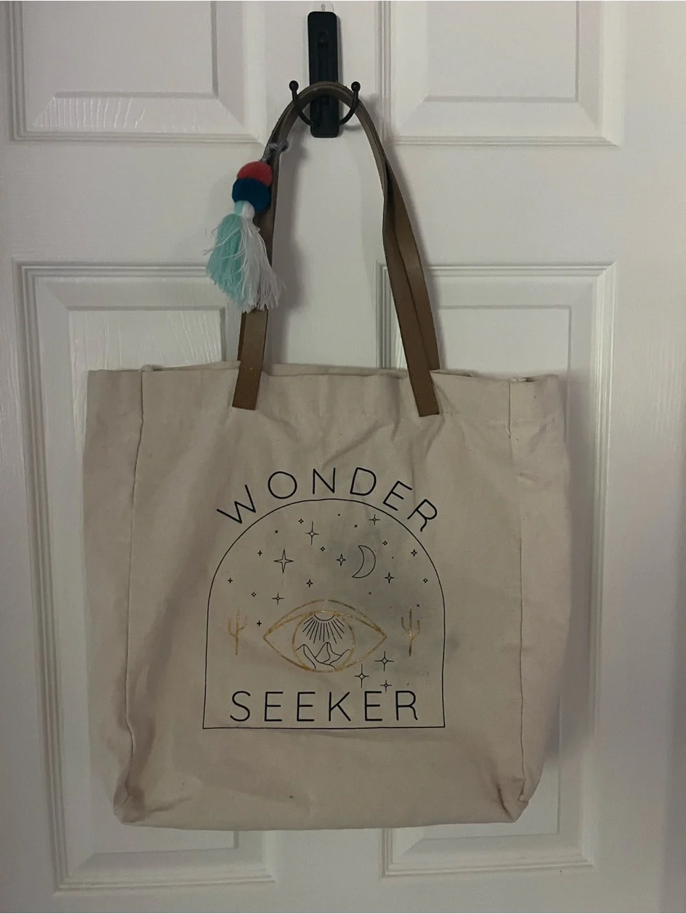 Wonder Seeker Canvas Tote Bag in Natural
